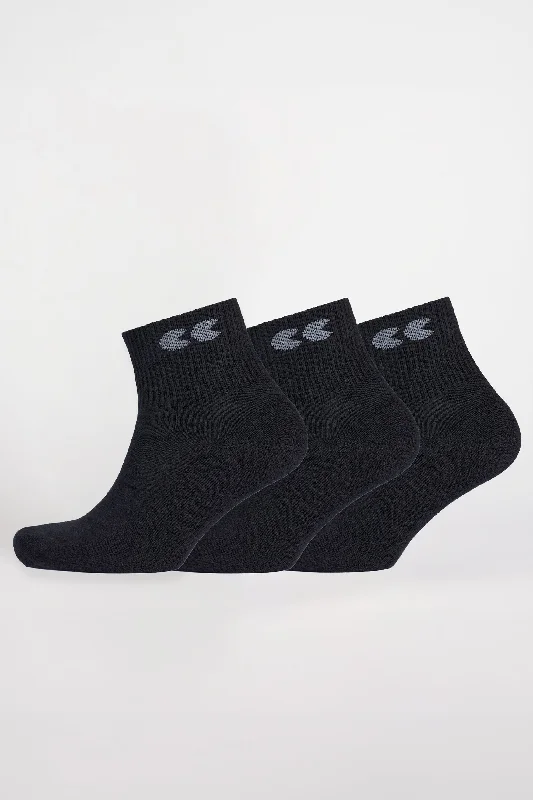 One-Day Only Logo Sports Cotton Sock Ankle 3 Pack - Black