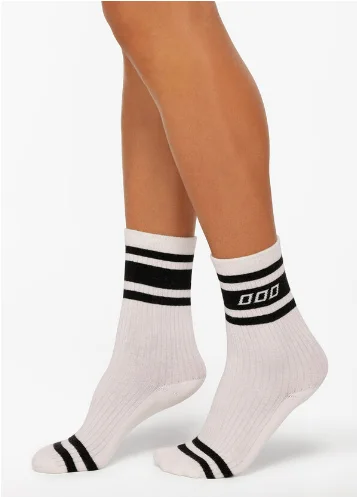 Make Your Weekend Count with Savings Lorna Jane Varsity Crew Sock - Porcelain/Black