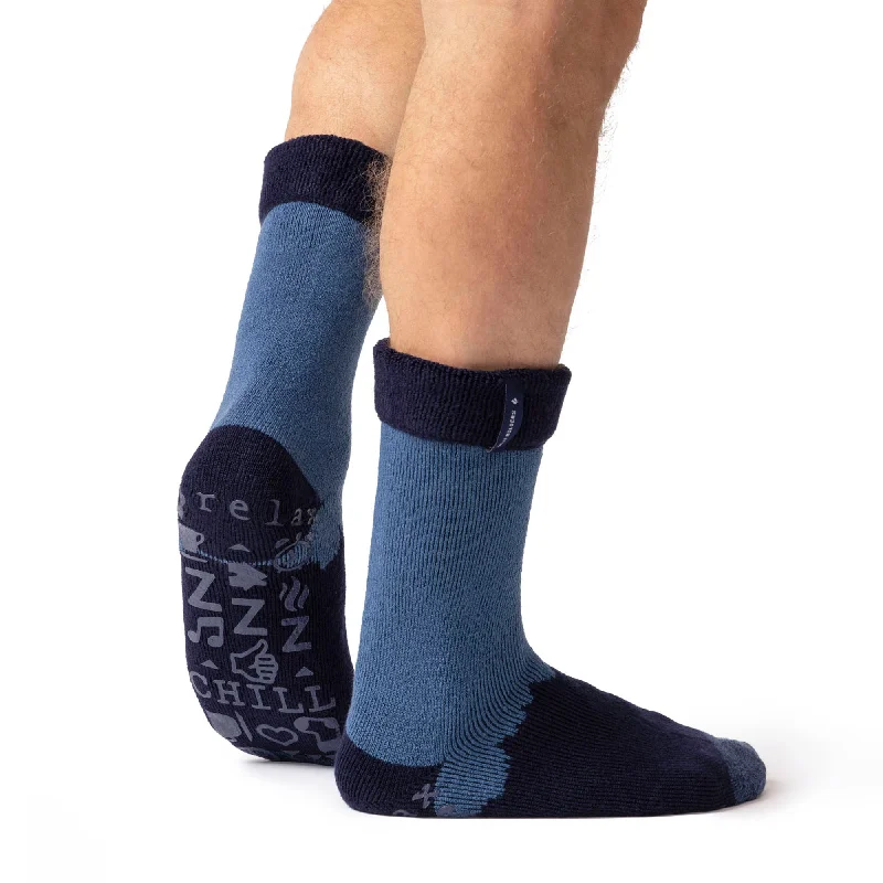 Weekend Savings Sensation Mens Lite Robin Lounge Socks with Turnover Top - Navy