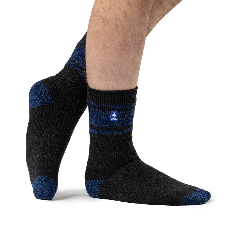Weekend Deals to Make You Smile Mens Original Athens Stripe Socks - Charcoal & Blue Weekend Deals to Make You Smile Mens Original Athens Stripe Socks - Charcoal & Blue