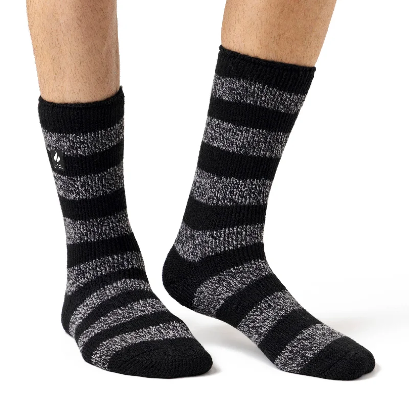 Weekend Specials to Indulge In Mens Original Palermo Chunky Stripe Socks - Black & Charcoal
