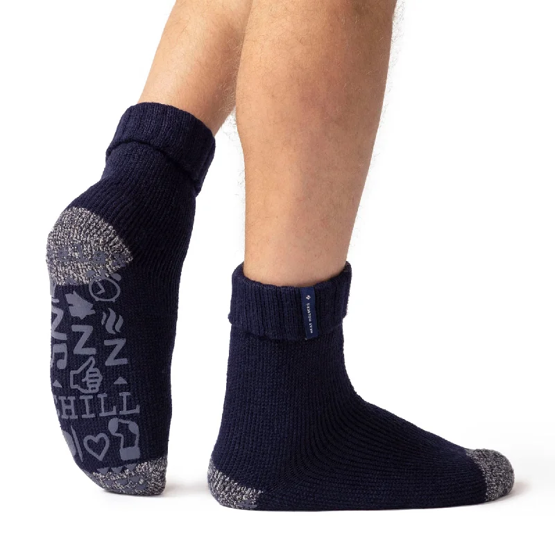 Unbeatable Deal Mens Original Whitaker Lounge Socks with Rib Top - Navy
