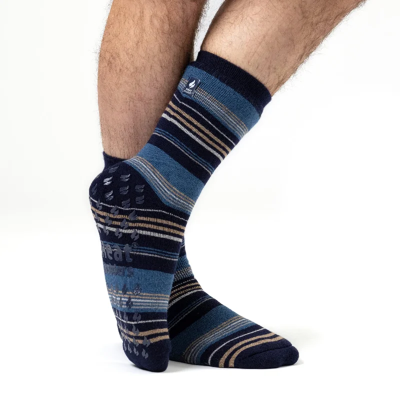 Weekend Specials to Love Mens IOMI Dual Layer Raynaud's Slipper Socks - Navy Stripe