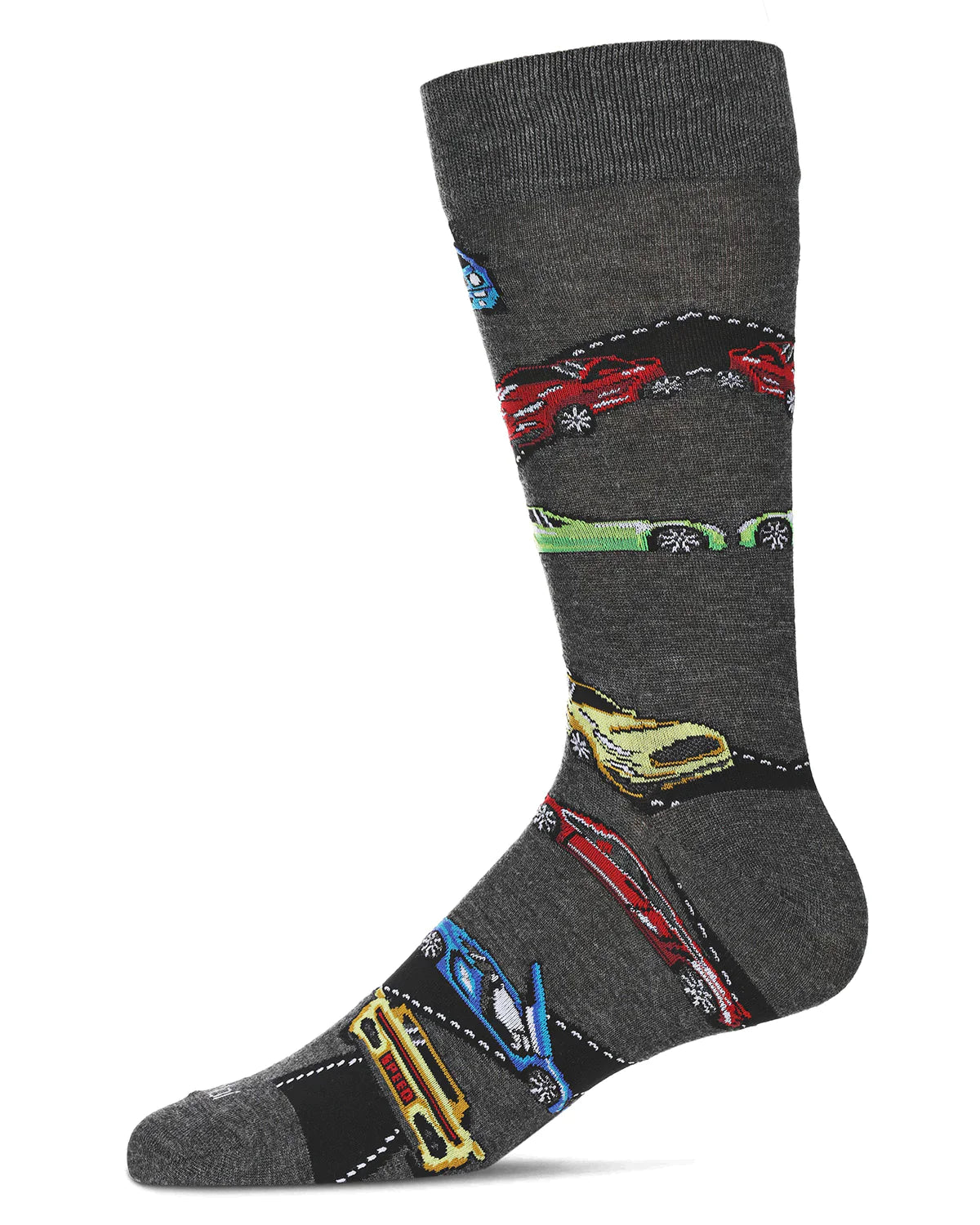 Men's Sock-Cars- Charcoal Heather- Bamboo Crew Sock- Acv-08543