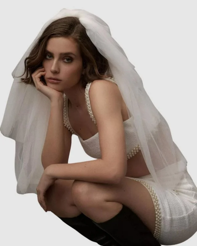 Waterfall Tiered Veil - Ivory