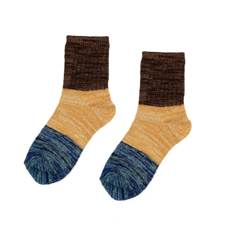 Mixed Color Ankle Socks - Brown