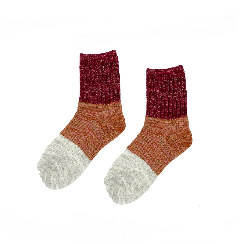 Mixed Color Ankle Socks - Pink