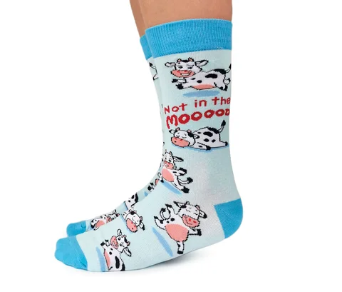 Bargain Alert "Moody Cow"  Cotton Crew Socks by Uptown Sox - Medium