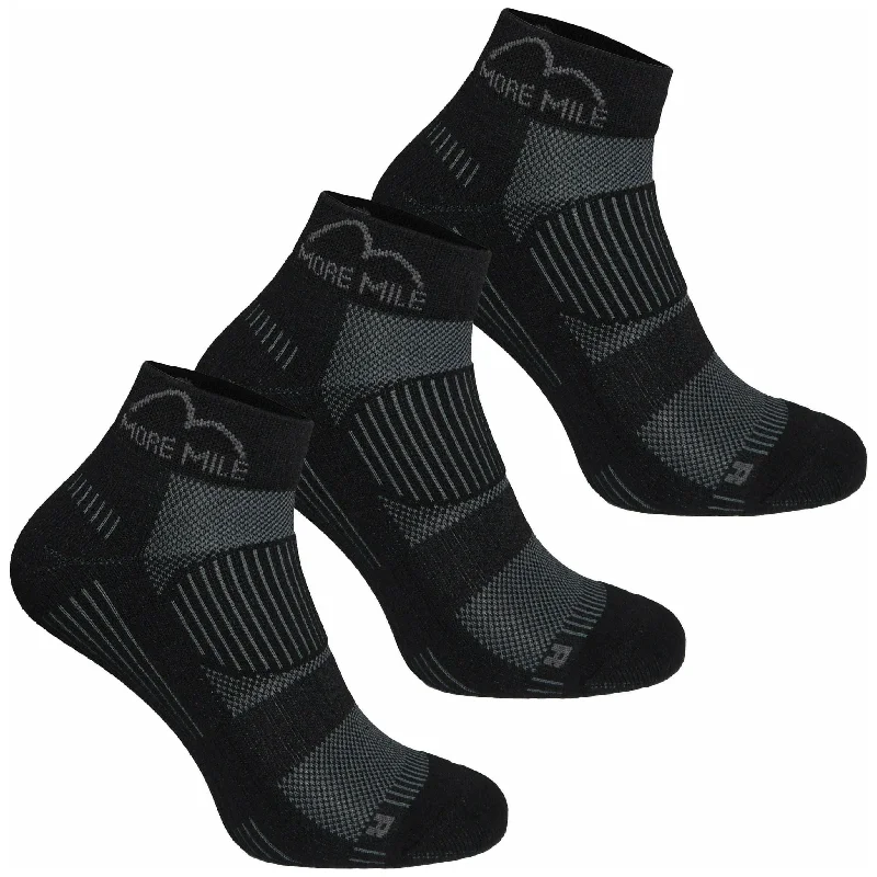 Weekend Deals to Make You Happy More Mile London 2.0 (3 Pack) Eco Friendly Running Socks - Black