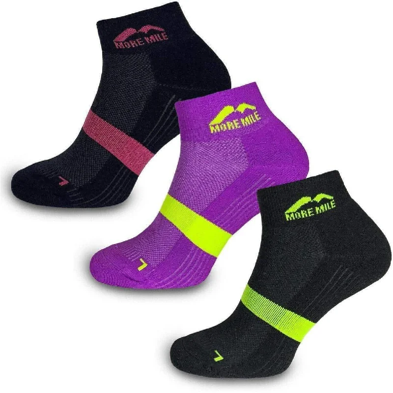 Limited Supply More Mile Preventer Double Layer (3 Pack) Womens Running Socks - Multi