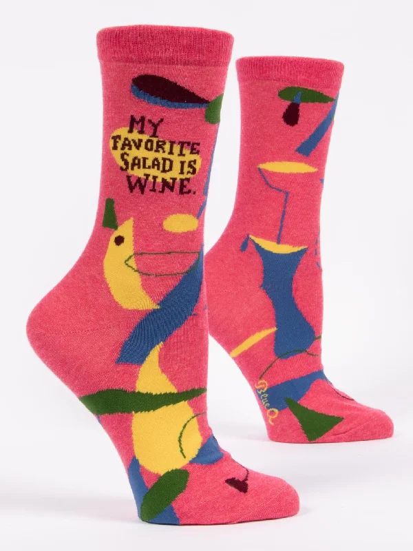Final Clearance My Favorite Salad Is Wine W-Crew Socks