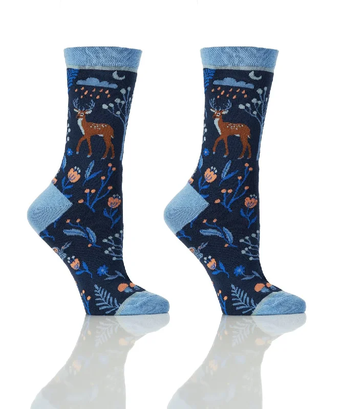 Weekend Savings Bonanza "Night Forest" Cotton Dress Crew Socks by YO Sox -Medium