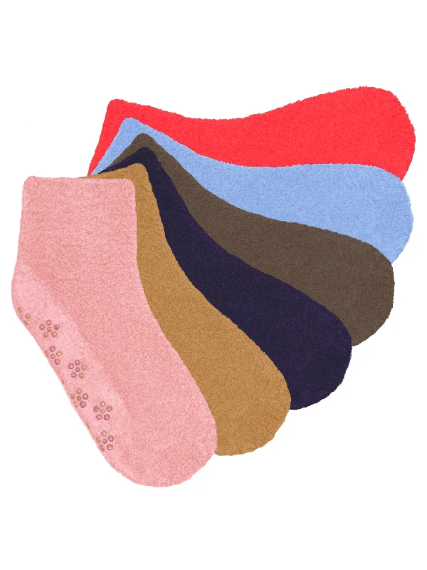 Special Discount Non Skid Light Colors 6 Pack Non Slip Fuzzy Socks For Women