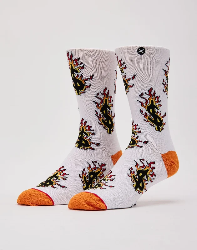Take Advantage Odd Sox Flaming Dollar Signs Crew Socks