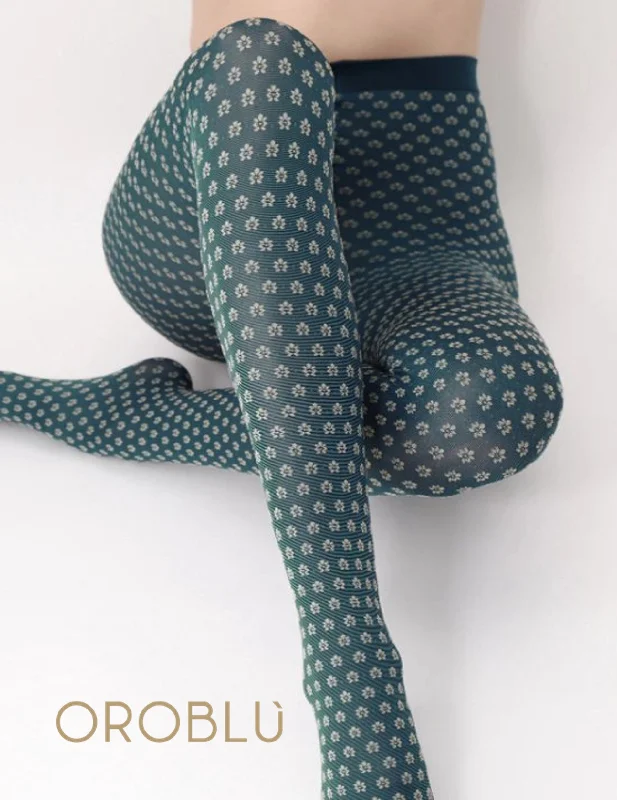Weekend Bargains to Snag Oroblu Clearance Little Flower Tights Cobalto