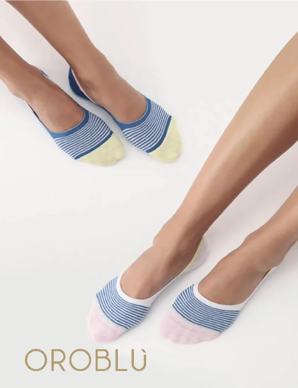 Super Sale Oroblu Sale Twins Active No Show Socks (2Pack) White/Marine