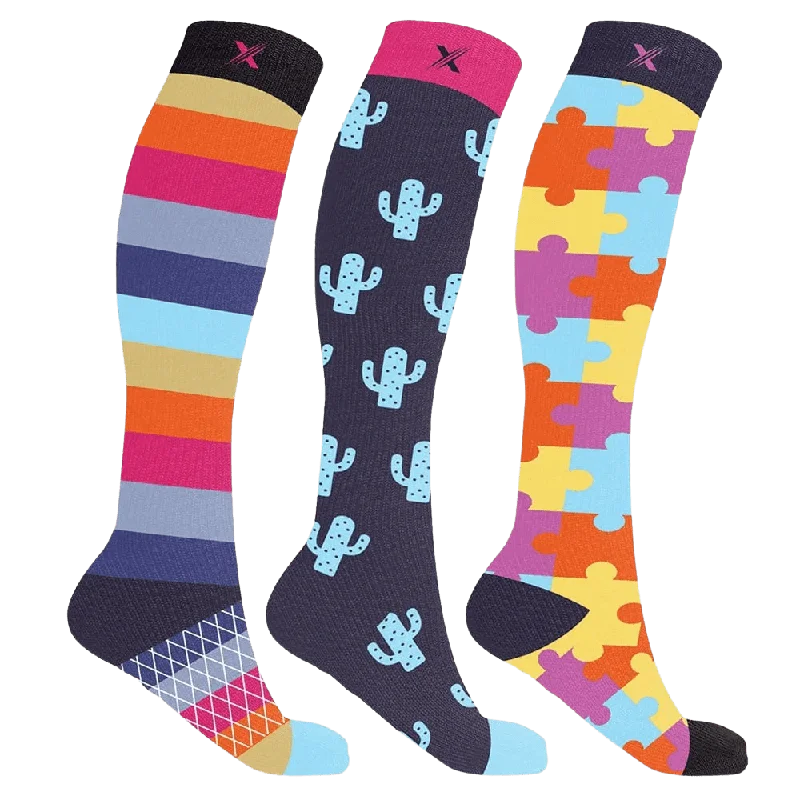 Weekend Discounts to Indulge In Cactus Puzzles Compression Socks (3-Pairs)