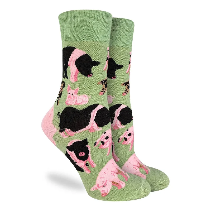 Weekend Discounts to Enjoy "Pigs" Cotton Crew Socks by Good Luck Sock