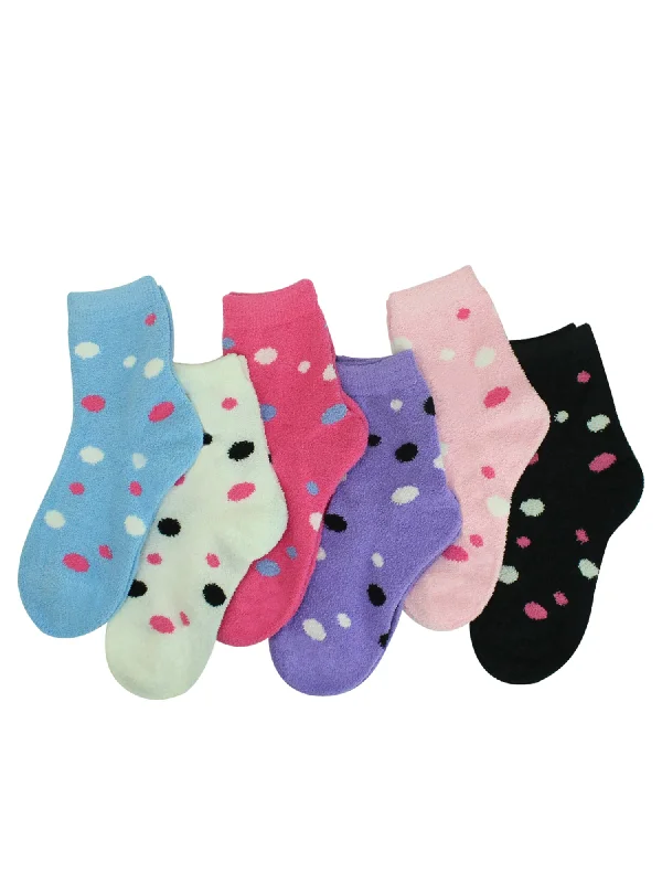 Shop Now Polka Dot 6 Pack Crew Length Fuzzy Socks