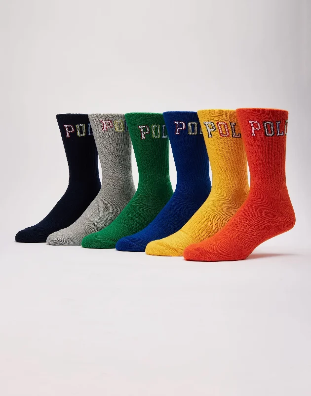 Weekend Discounts Worth Grabbing Polo Ralph Lauren Outlined Crew Socks 6-Pack