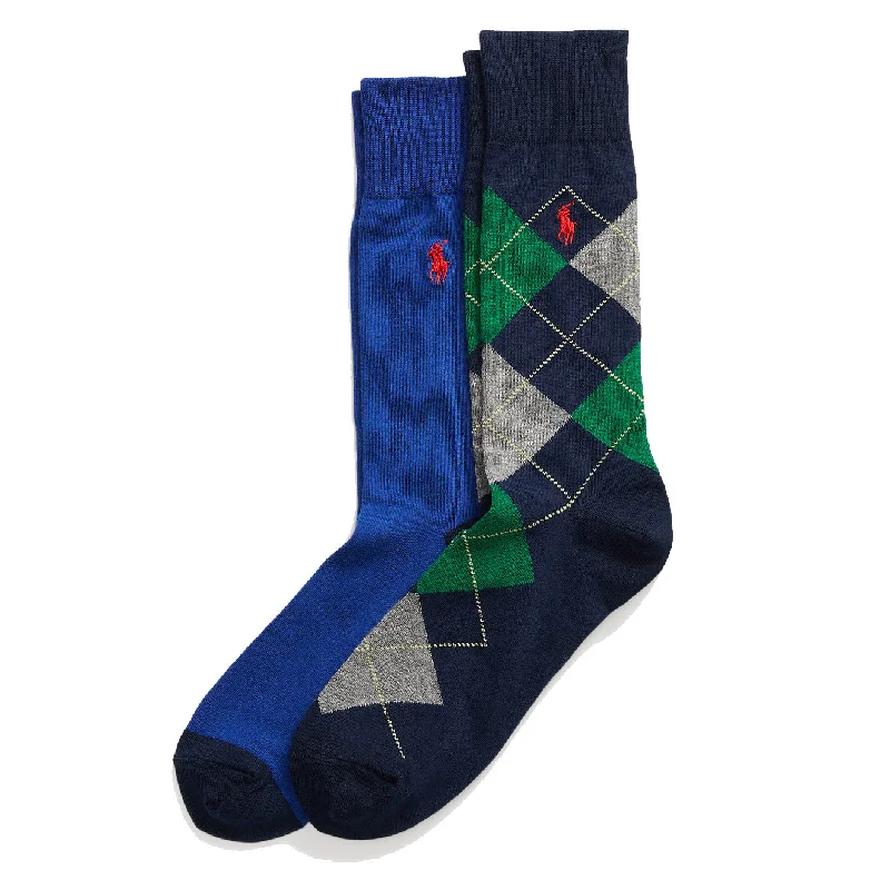 Flash Sale Polo Ralph Lauren 2 Pack Argyle Crew Sock Navy / Royal