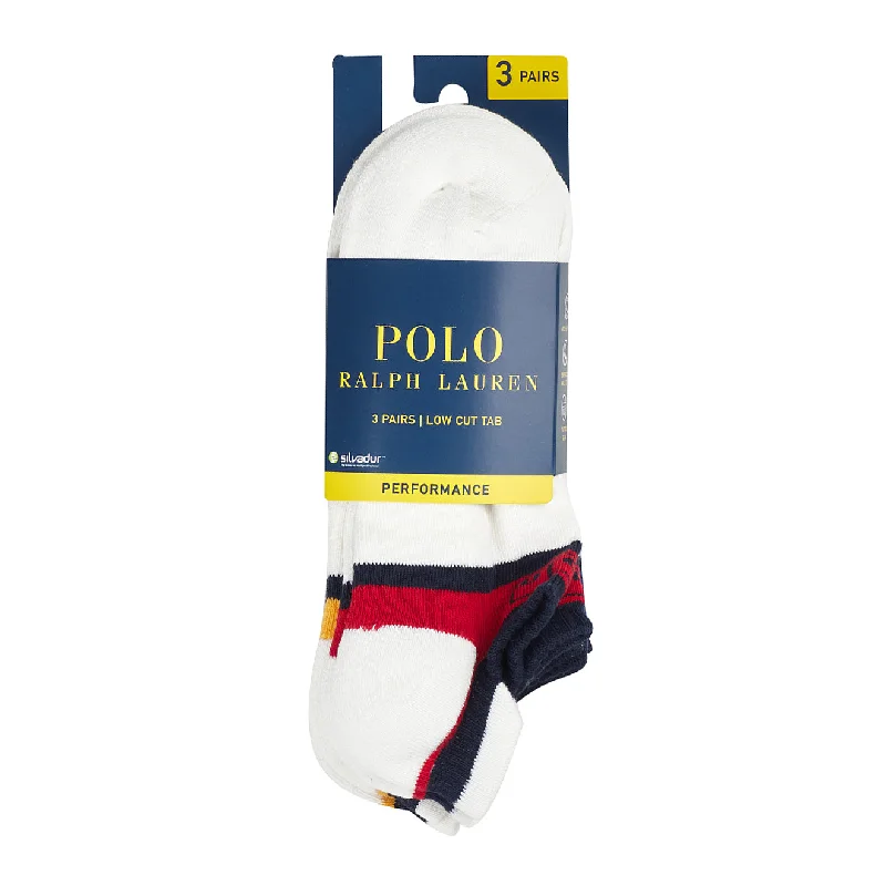 Exclusive Deal Polo Ralph Lauren 3 Pack Socks Classic Vintage White Stripe