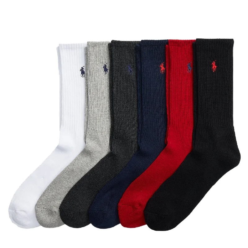 Pay Less Polo Ralph Lauren 6 Pack Embroidered Logo Sock Multi