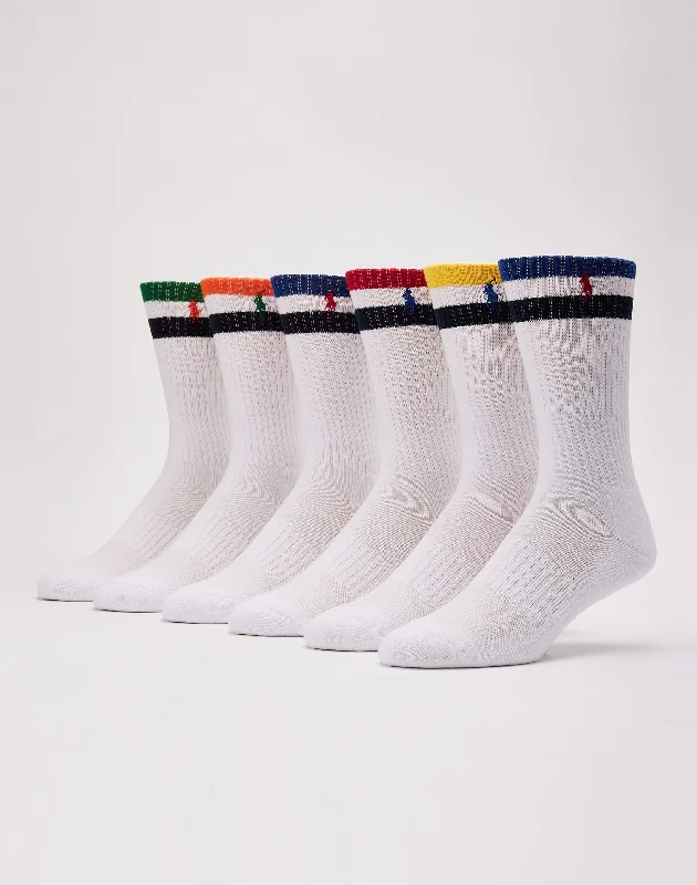 Discount Mania Polo Ralph Lauren Striped Crew Socks 6-Pack