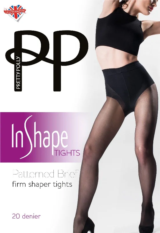 Limited Supply Pretty Polly In Shape Firm Shaper Tights Patterned Brief 20 Denier