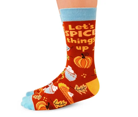 "Pumpkin Spice" Cotton Crew Socks by Uptown Sox - Medium