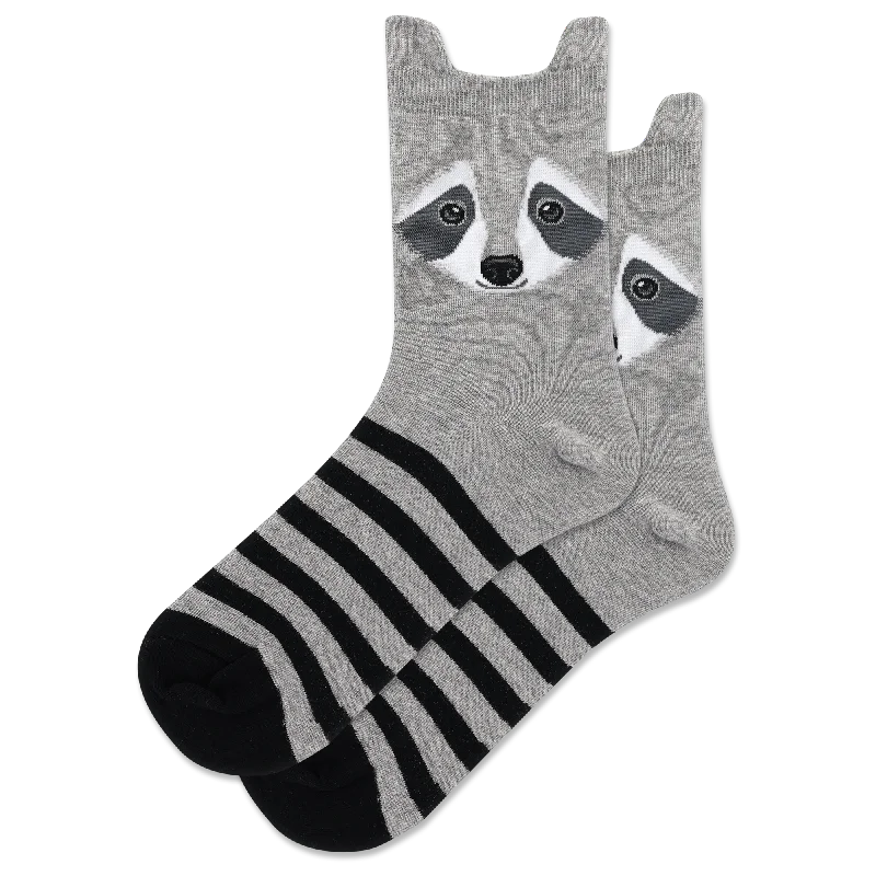 Weekend Deal "Raccoon" Cotton Anklet Socks by Hot Sox - Medium