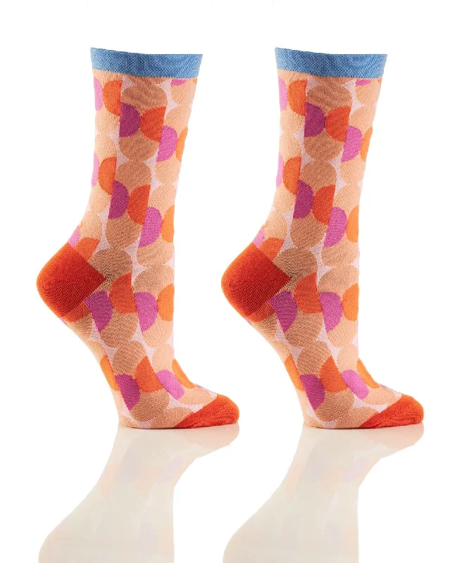 Weekend Price Cuts Galore "Retro Ovals" Cotton Dress Crew Socks by YO Sox -Medium