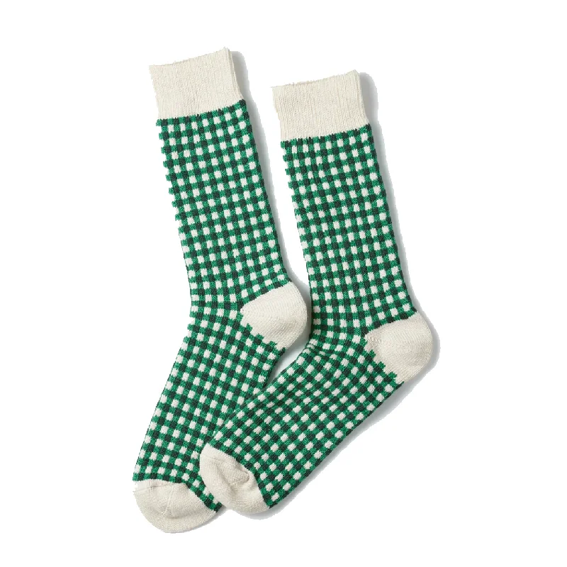 Mega Sale Rototo Jacquard Knit Gingham Sock Green
