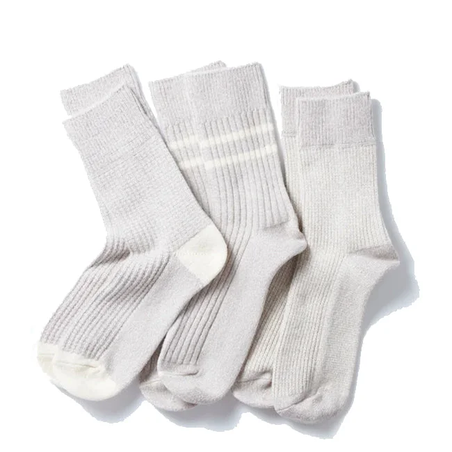 Can't Beat Rototo Recycle Cotton / Wool Daily 3 Pack Socks Gray / Off White