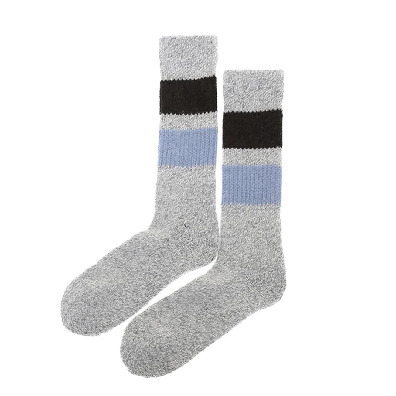 Act Fast Rototo Retro Winter Outdoor Socks Gray / Dark Brown / Light Blue