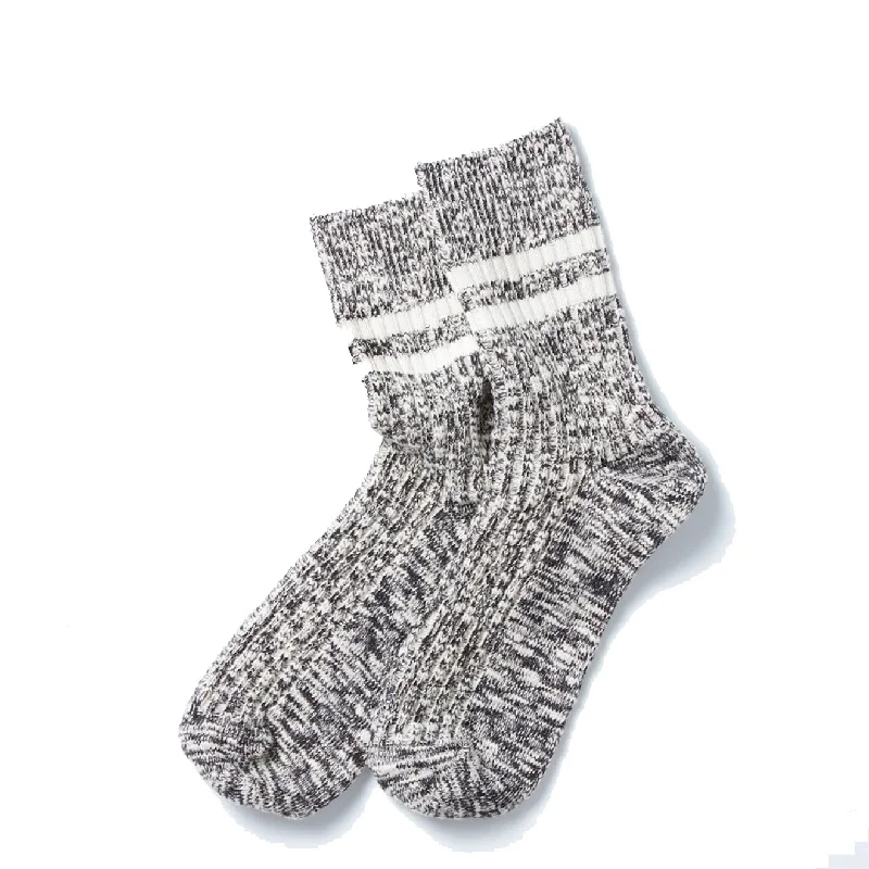 Price Slash Rototo Two Stripe Slub Sock Black