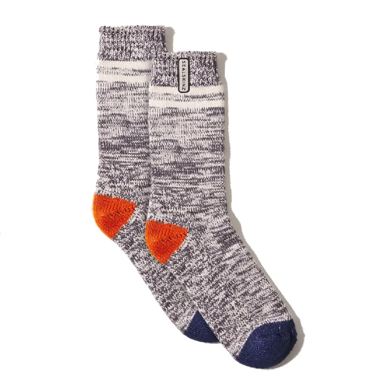 Crazy Savings Sealskinz Thwaite Bamboo Twisted Sock Gry/Nvy/Or/Crm