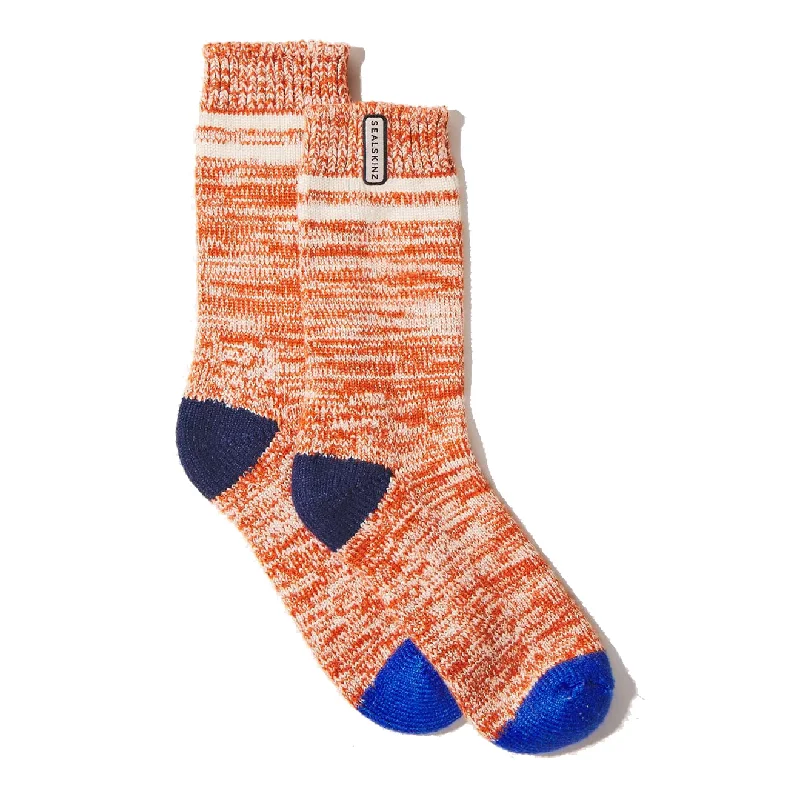 Big Savings Sealskinz Thwaite Bamboo Twisted Sock Orange / Blue / Cream