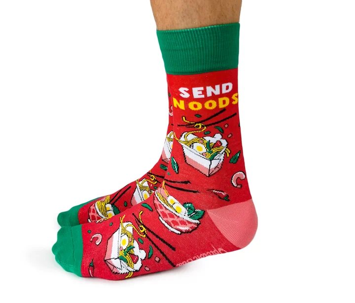 Exclusive Deal "Send Noods" Cotton Crew Socks by Uptown Sox