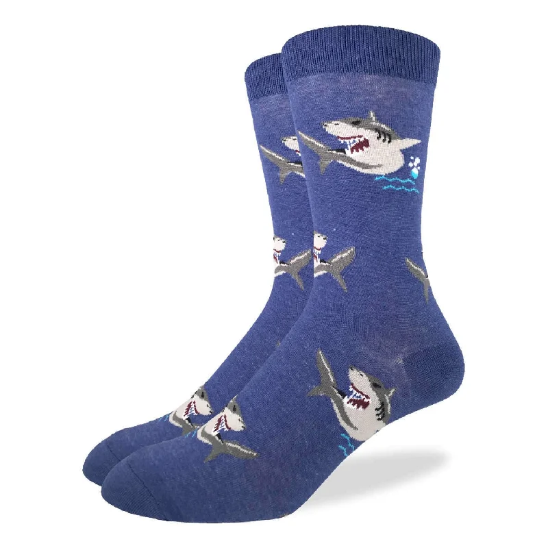 Big Deal "Shark" Cotton Crew Socks by Good Luck Sock