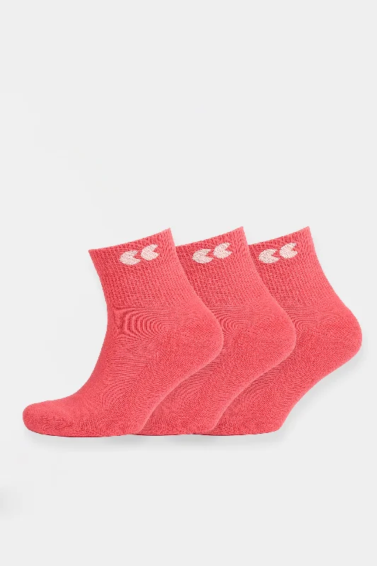 Special Price Single Colour Sports Ankle Sock 3 Pack - Pink
