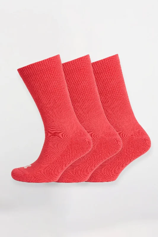 Year-End Sale Single Colour Sports Calf Sock 3 Pack - Pink