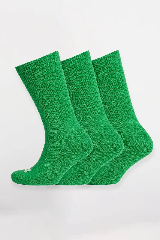 Super Deal Single Colour Sports Calf Sock 3 Pack - Apple Green