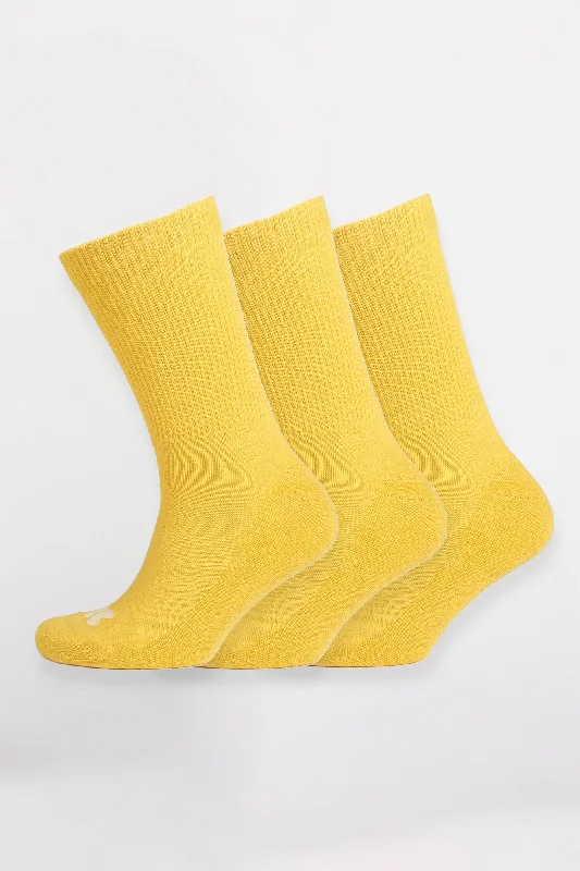 Time-Limited Offer Single Colour Sports Calf Sock 3 Pack - Canary Yellow