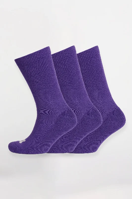 Make Your Weekend Count with Savings Single Colour Sports Calf Sock 3 Pack - Purple Make Your Weekend Count with Savings Single Colour Sports Calf Sock 3 Pack - Purple