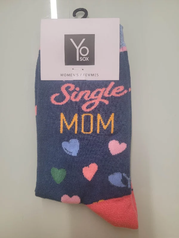 Weekend Savings Bonanza "Single Mom" Cotton Dress Crew Socks by YO Sox - Medium