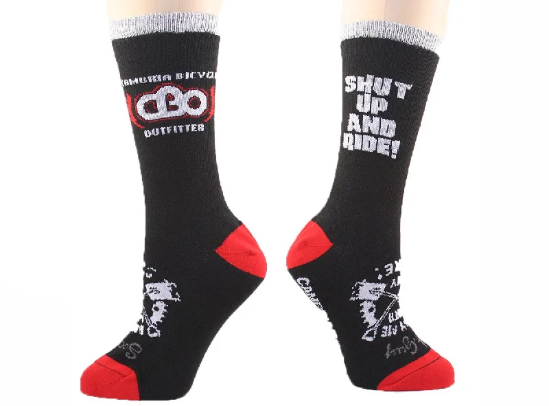 Early Bird SockGuy Classic 6" Crew Cuff - Shut Up And Ride - Black