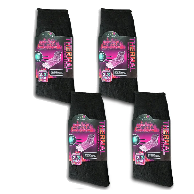 Act Now Sole Trends 4-Pack Women's Insulated Thermal Heat Zone Extra Thick Yarn 2.3 TOG Rated Socks