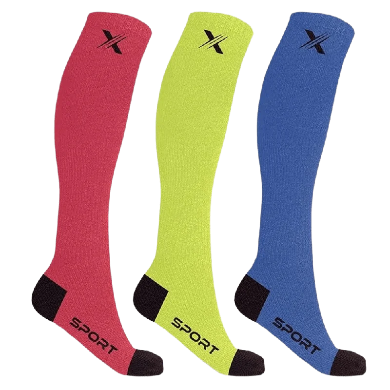 Run+ Red/neon/blue - Atheltic Grade Compression Socks (3-Pairs)