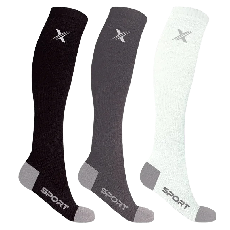 Run+ Blk/gry/wht - Atheltic Grade Compression Socks (3-Pairs)